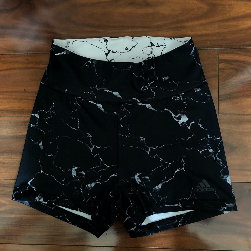 Adidas highwaisted workout marble shorts